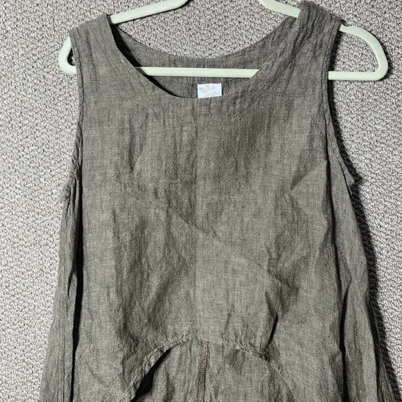 Match Point‎ Womens Blouse Top Small Brown Linen Sleeveless Lagenlook Breathable - Picture 2 of 10
